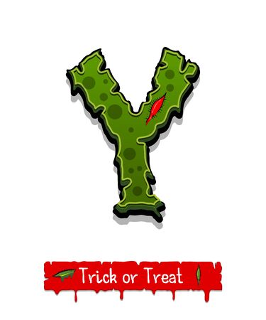 Halloween green color comic horror zombie fontのイラスト素材