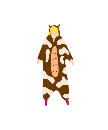 Pop art kigurumi style cartoon trendy flat peopleのイラスト素材