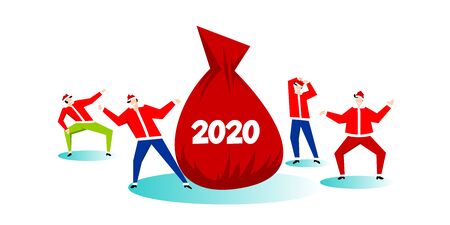 Christmas santa claus red hat trendy peopleのイラスト素材