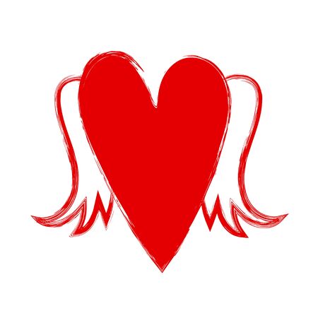 Red heart in grunge style isolated on white backgroundのイラスト素材