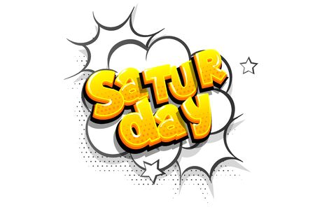 Saturday comic text speech bubble pop artのイラスト素材
