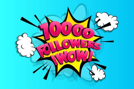 10000 followers thank you for media likeのイラスト素材