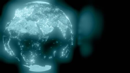 View of Earth magnetic fields from Space 3D renderの写真素材