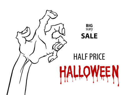 Cartoon outline zombie hand flyer sale designのイラスト素材