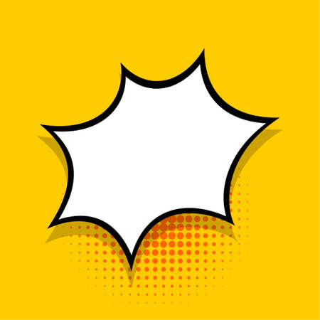 Comics speech bubble for text pop art design. White empty dialog cloud for text message halftone shadow. Comics sketch explosion elements comic book text style. Wow effect yellow cartoon vectorのイラスト素材