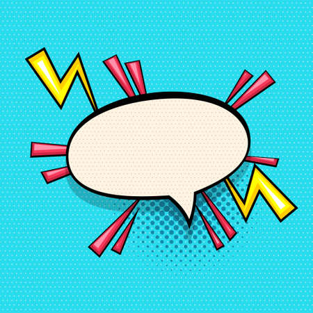 Comics speech bubble for text pop art design. Colored empty dialog cloud for text message halftone...