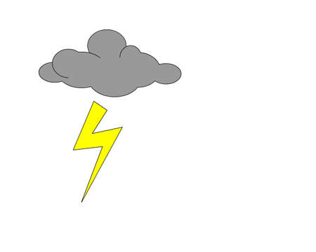The pictogram of flash of yellow color and grey cloud on a white background