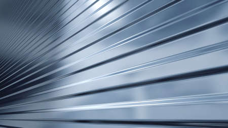 An abstract background in the form of three-dimensional model of corrugated sheet metal, reflecting lightの写真素材