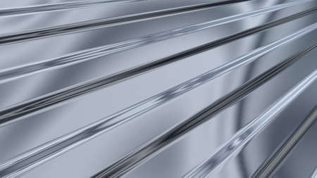 An abstract background in the form of three-dimensional model of corrugated sheet metal, reflecting lightの写真素材