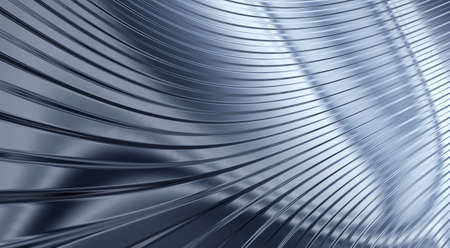 An abstract background in the form of three-dimensional model of corrugated sheet metal, reflecting lightの写真素材