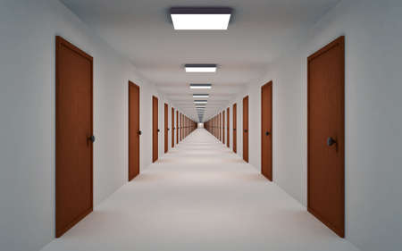 Three-dimensional model of an abstract corridor with photometric illuminationの写真素材