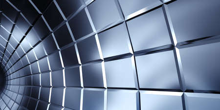 An abstract background in the form of three-dimensional model of corrugated sheet metal, reflecting lightの写真素材