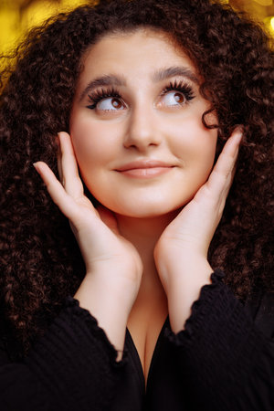 Girl with a curly hairstyle