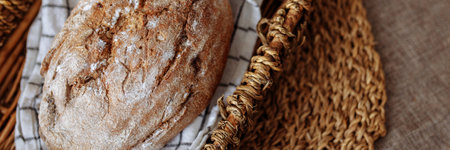 Homemade bread with seeds and bran.の写真素材
