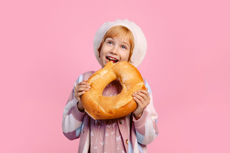 An 8 year old caucasian girl in a bakers