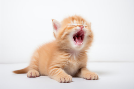 Cute orange kitten on a white background.の素材
