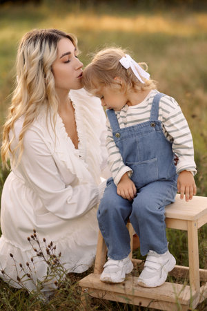Mother and Child Enjoying Nature Togetherの写真素材