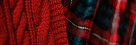 Banner a close up of a red knit sweaterの写真素材