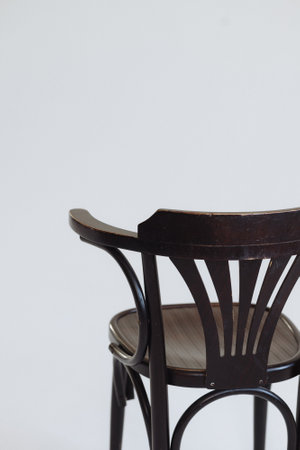 Wooden black chair on white backgroundの写真素材