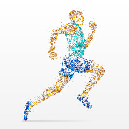 The athlete runs the distance. Vector illustration.のイラスト素材