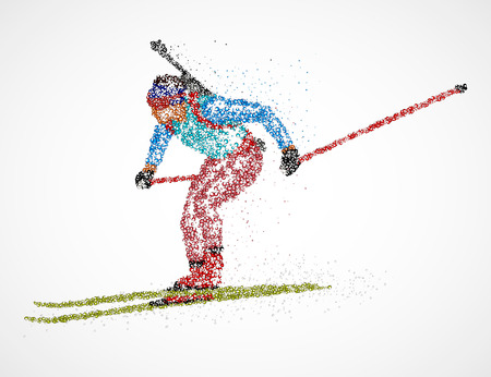 Abstract biathlete of colorful circles. Vector illustration.のイラスト素材