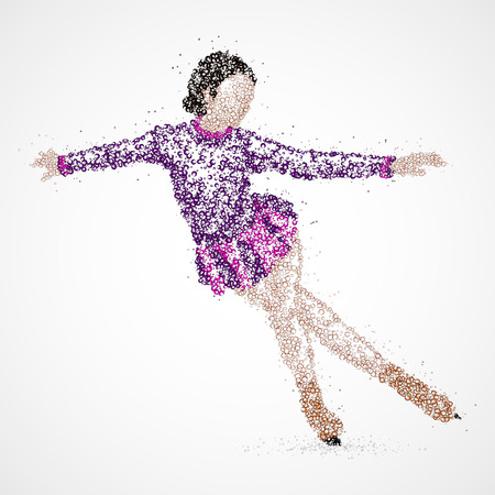 Abstract woman skating circles of different colors. Vector illustration.のイラスト素材