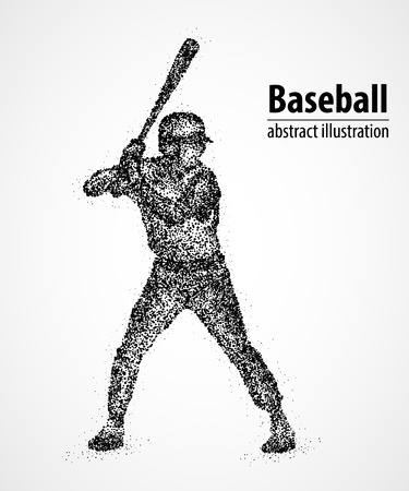 Abstract baseball player with a bat in black circles.のイラスト素材