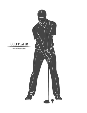 Icon golfer Hitting the club. illustration.のイラスト素材