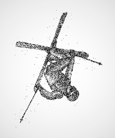 Abstract skier jumping of black circlesのイラスト素材