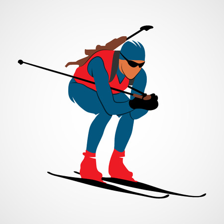 Abstract biathlete on a white background. Vector illustration.のイラスト素材