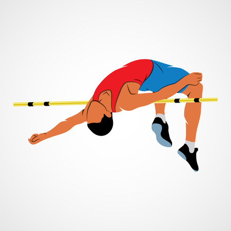 Abstract athlete jumps in height on a white background. Vector illustration.のイラスト素材