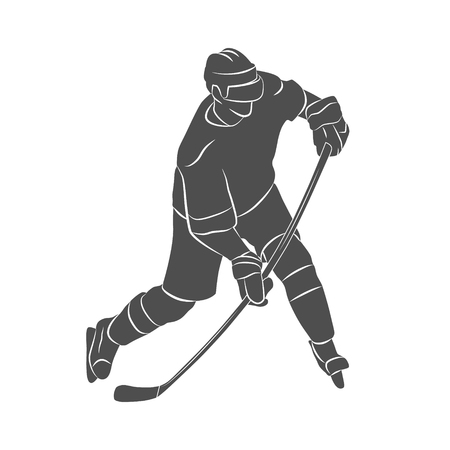 Silhouette Hockey Player On A White Background Vector Illustration の素材 Fy ストックフォトのamanaimages Plus