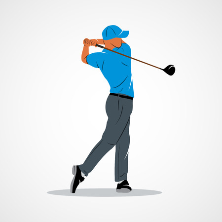 Abstract golf player, kick the ball on a white background. Photo illustration.の写真素材