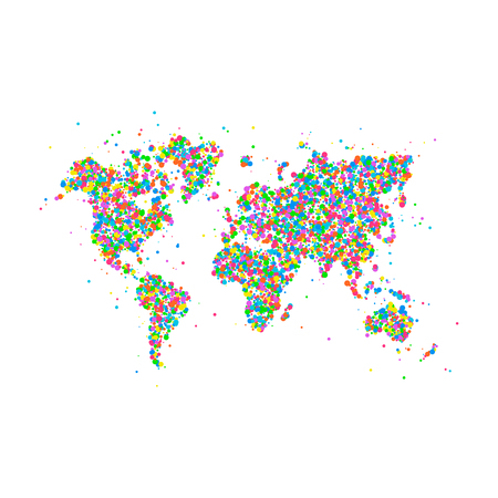 Icon map of the world of multicolored circles. Vector illustration.のイラスト素材