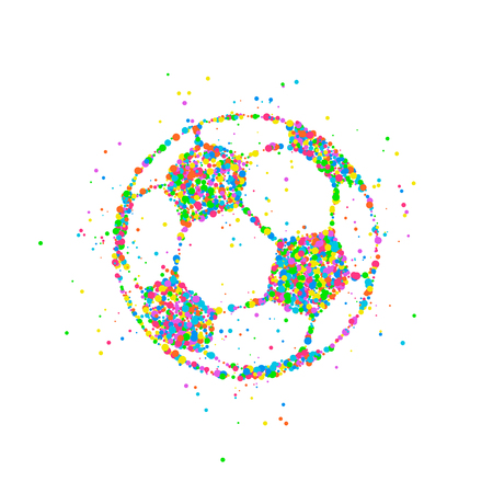 Abstract drawing of a soccer ball made from colorful circles. Vector illustration.のイラスト素材