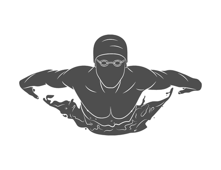 Swimmer Butterfly silhouetteのイラスト素材