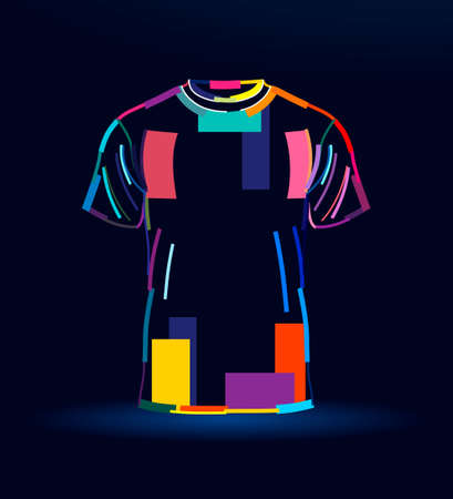 T-shirt mockup, mens short sleeved t-shirt, vector template, front view, abstract, colorful drawingのイラスト素材