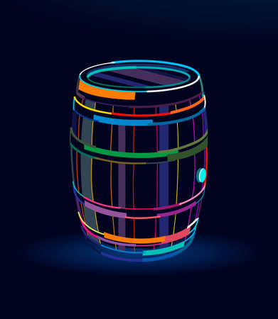 A wooden barrel for storing alcoholic beverages, abstract, colorful drawingのイラスト素材