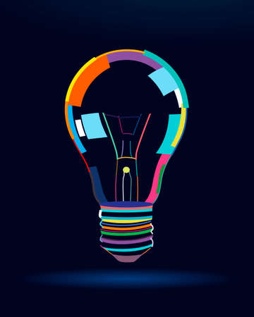 Incandescent lamp, Incandescent light bulb, abstract, colorful drawingのイラスト素材
