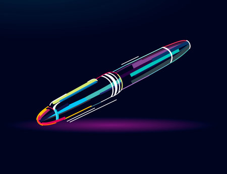 Closed Cap Ballpoint Pen, Fountain Pen, Ball Pen, abstract, colorful drawingのイラスト素材