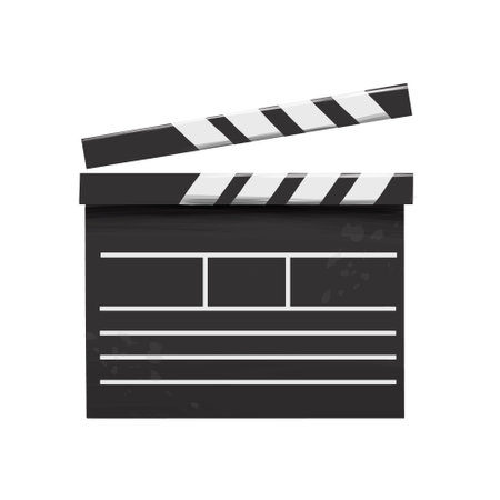 Movie clapper board from multicolored paints. Splash of watercolor, colored drawing, realisticのイラスト素材