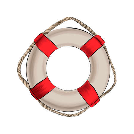 Lifebuoy from multicolored paints. Splash of watercolor, colored drawing, realistic