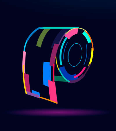 Abstract toilet paper roll from multicolored paints, colorful drawingのイラスト素材