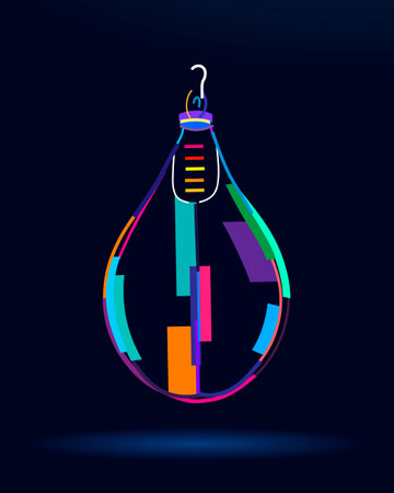 Abstract punching bag for training, speed punching bag from multicolored paintsのイラスト素材