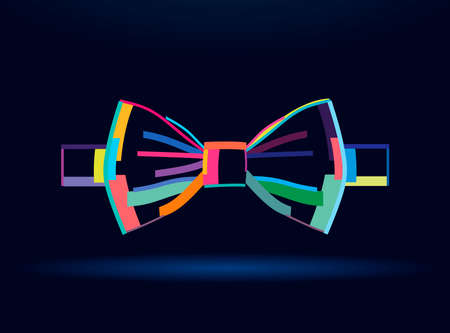 Abstract bow tie from multicolored paints. Colored drawingのイラスト素材