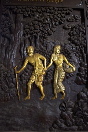 Wood carvings on the walls のeditorial素材
