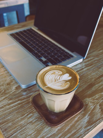 laptop and coffeeの写真素材