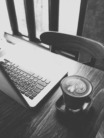 laptop and coffeeの写真素材