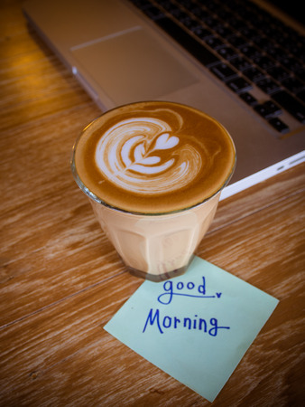 coffee and note Good morningの写真素材