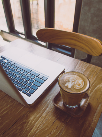 laptop and coffeeの写真素材